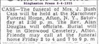 Cass, Mrs. J. Bush (Funeral Notice)